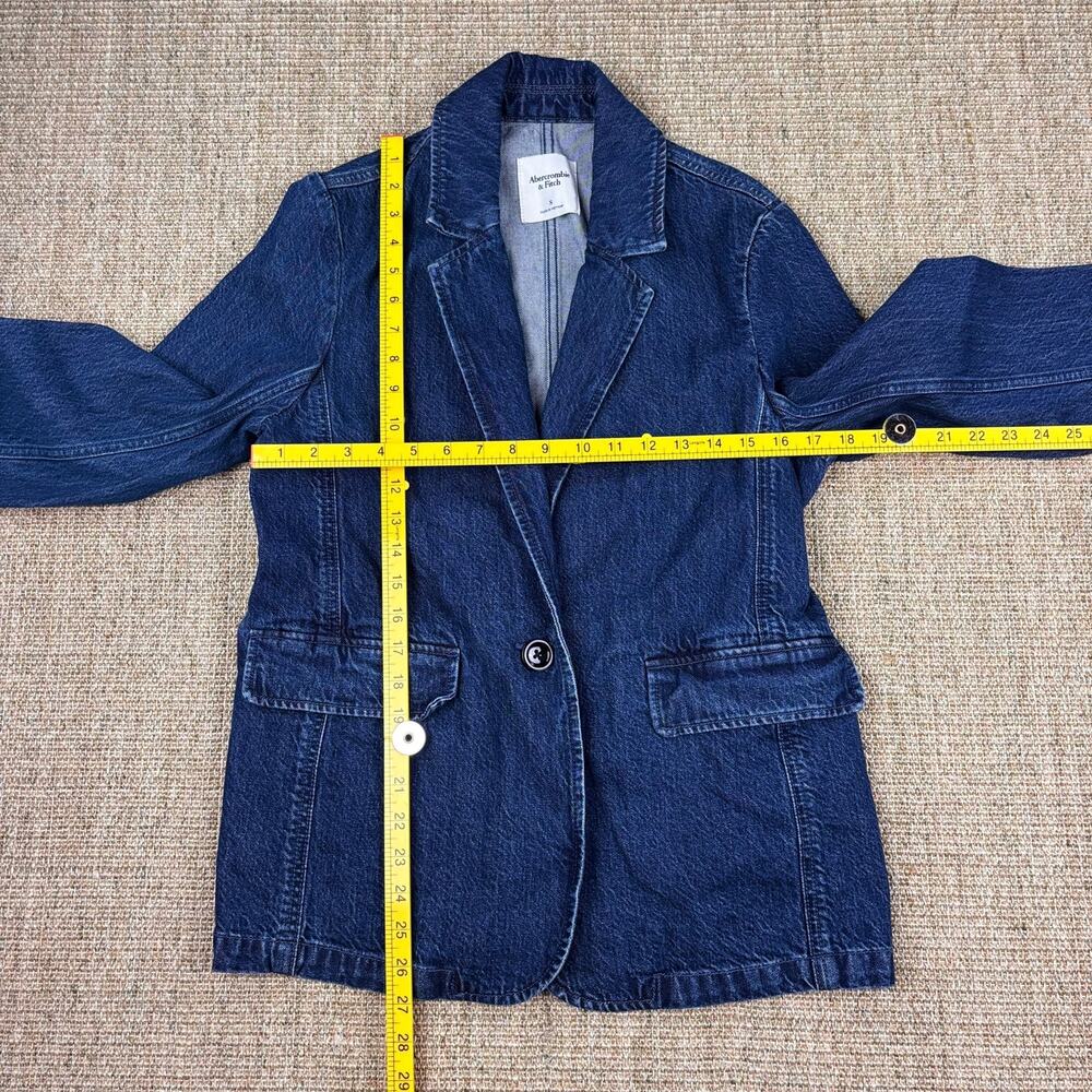 🧥 Abercrombie & Fitch Denim Blazer | S | Dark Wash - Picture 5 of 6